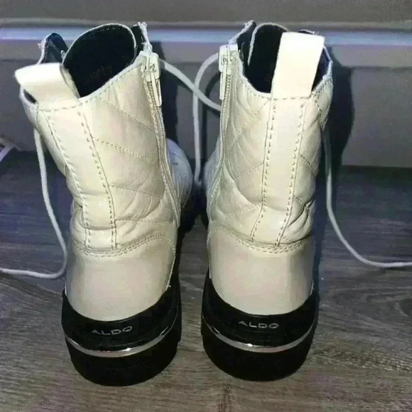 Aldo Quilt White Combat Bootie With Lug Sole Size 10 NWB - Picture 8 of 13